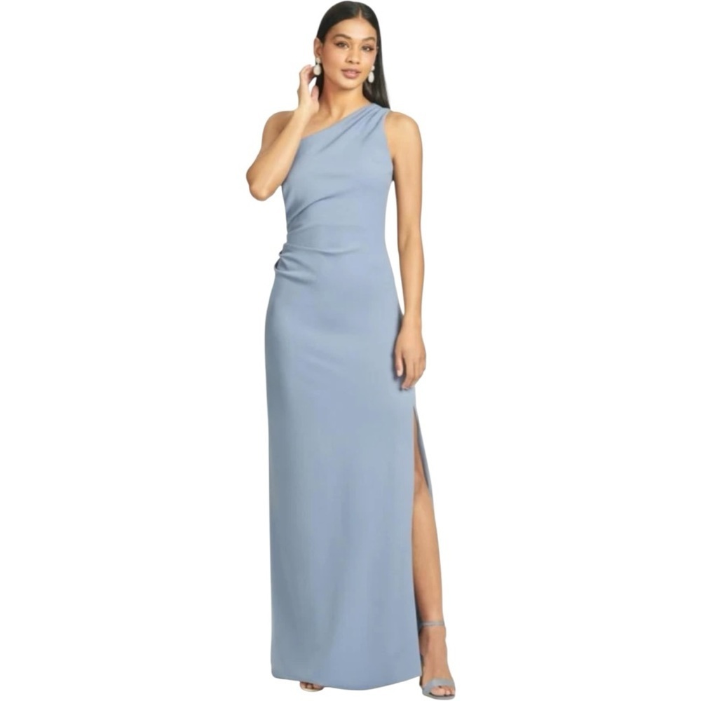 Sachin + Babi Cece 4-Way Stretch Crepe Gown Slate Blue Size 22W NWT